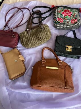 Brown Pebbled Leather Satchel Bag - Women